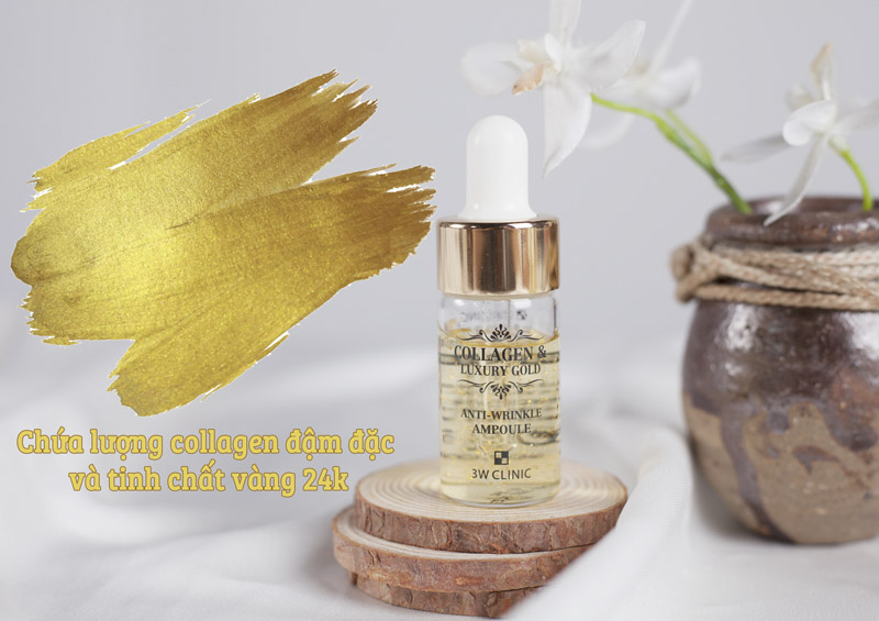 Serum Collagen Luxury Gold Chống Nhăn 3W Clinic Tinh chất vàng 24k chiết xuất bằng công nghệ nano giúp cải thiện nếp nhăn, ...