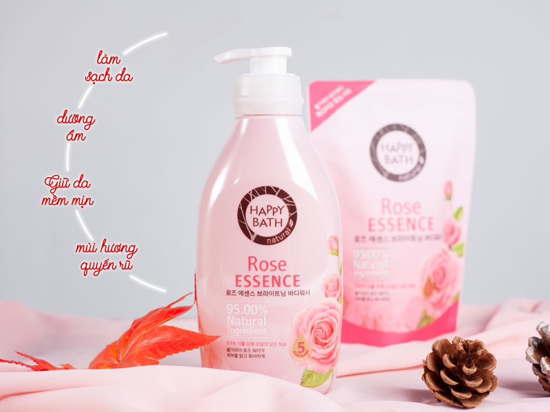 Sữa Tắm Hương Hoa Hồng Happy Bath được chiết xuất từ hoa hồng sẽ mang lại làn da sáng mịn, là sản phẩm được ưa chuộng tại xứ sở kim chi với công thức đặc ..